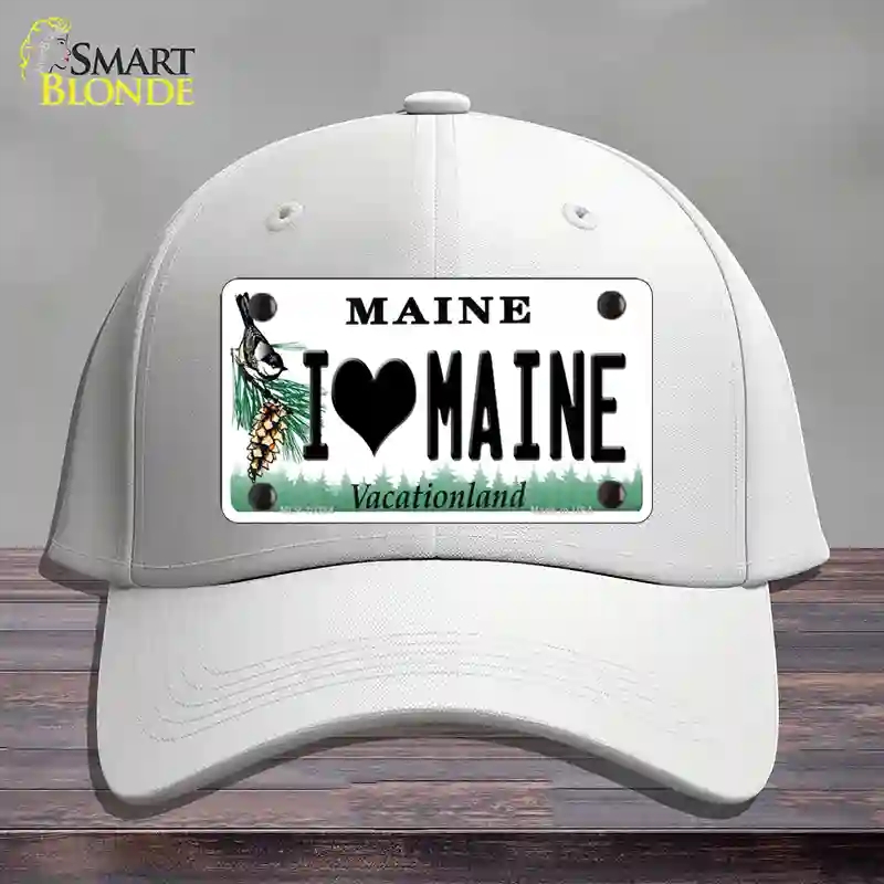 HAT21-MLP-10384 4 x 2.2 in. I Love Maine Novelty License Plate Hat, White - Cotton