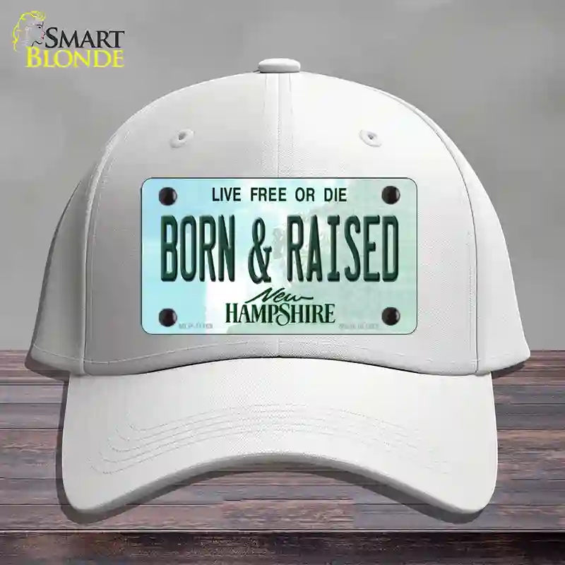HAT21-MLP-11169 4 x 2.2 in. Born & Raised Hampshire State Novelty License Plate Hat, White - Cotton