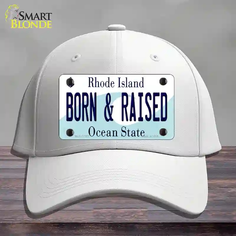 HAT21-MLP-11217 4 x 2.2 in. Born & Raised Rhode Island State Novelty License Plate Hat, White - Cotton