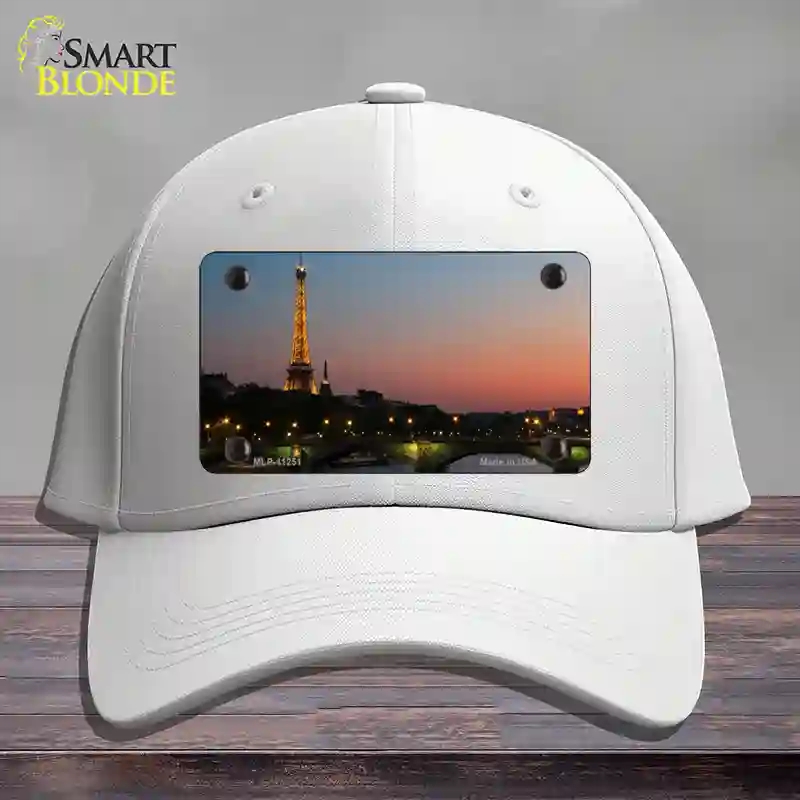 HAT21-MLP-11251 4 x 2.2 in. Eiffel Tower Night with River & Bridge Novelty License Plate Hat, White - Cotton