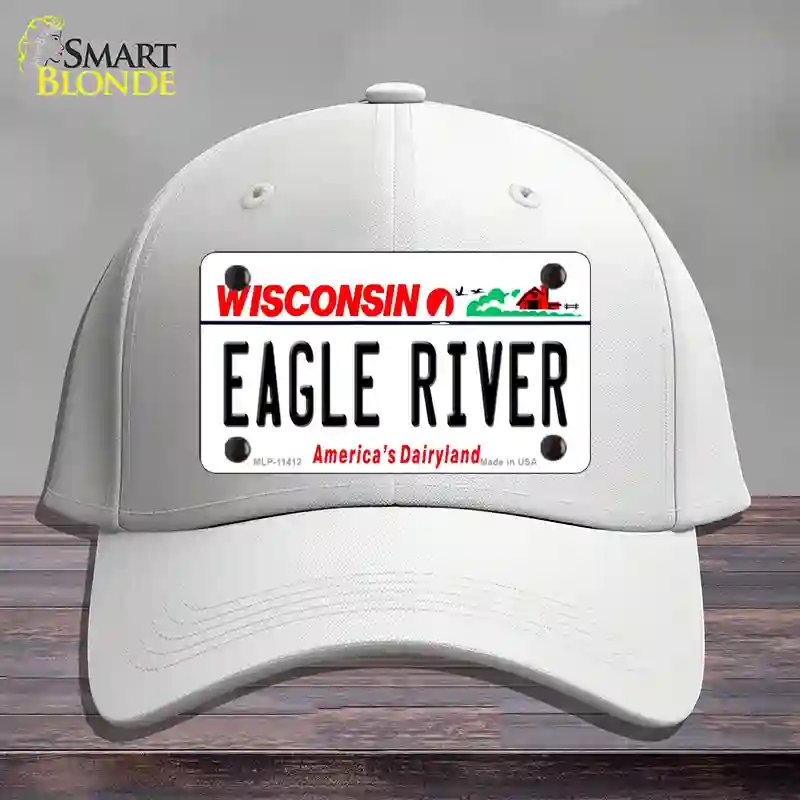 HAT21-MLP-11412 4 x 2.2 in. Eagle River Wisconsin Novelty License Plate Hat, White - Cotton