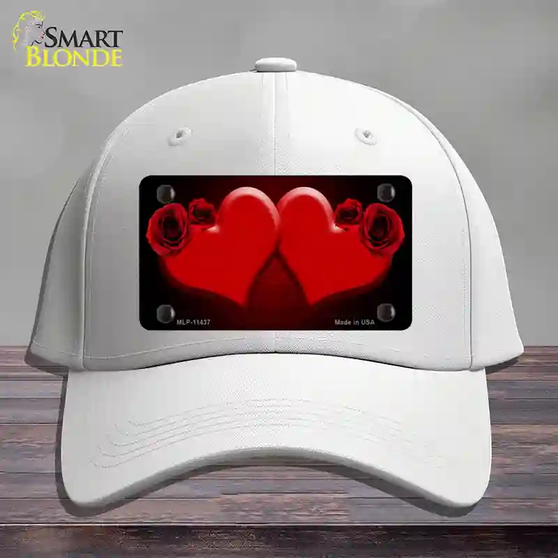 HAT21-MLP-11437 4 x 2.2 in. Hearts Over Roses in Red Novelty License Plate Hat, White - Cotton
