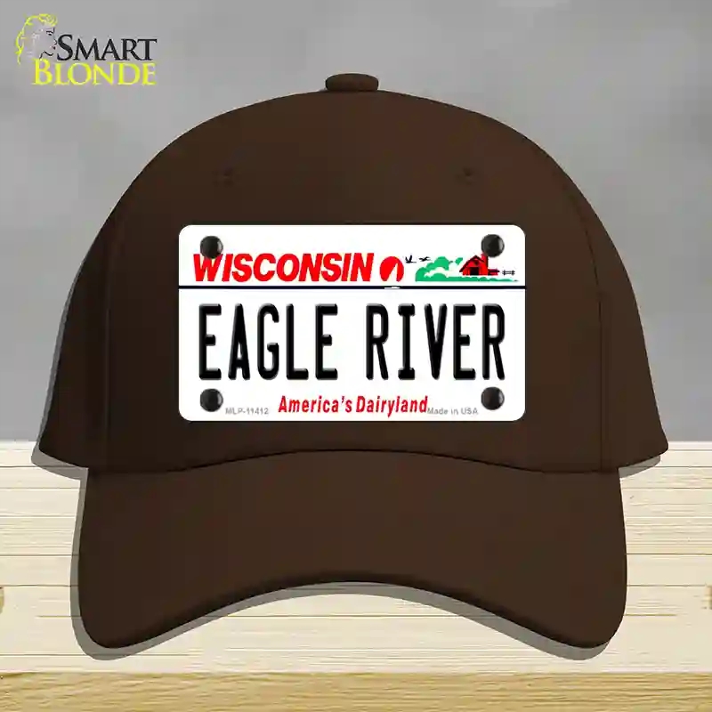 HAT24-MLP-11412 4 x 2.2 in. Eagle River Wisconsin Novelty License Plate Hat, Dark Brown - Cotton