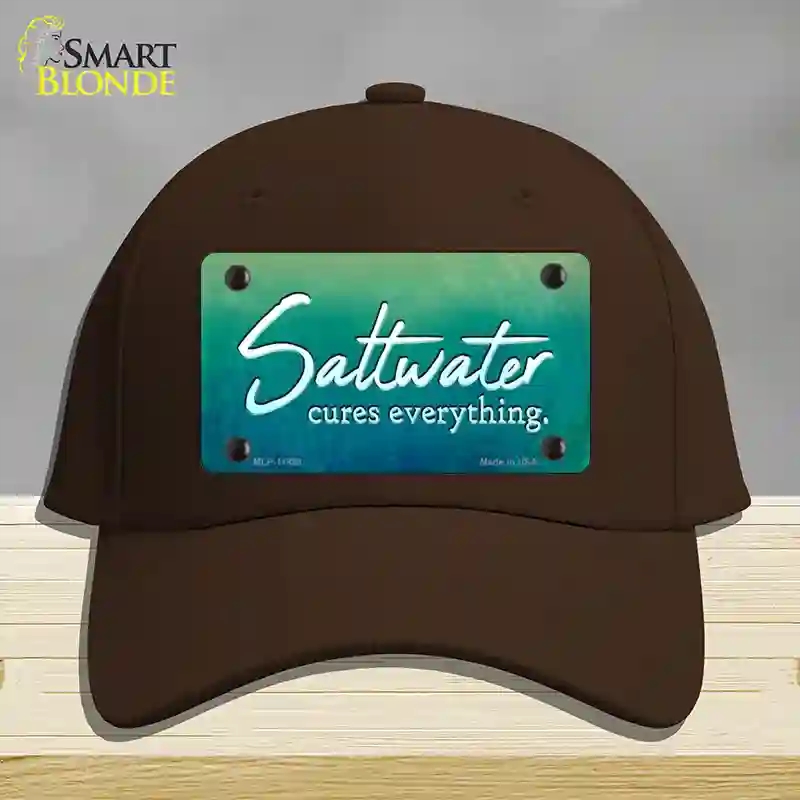 HAT24-MLP-11888 4 x 2.2 in. Saltwater Cures Everything Novelty License Plate Hat, Dark Brown - Cotton