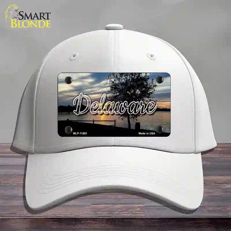 HAT21-MLP-11591 4 x 2.2 in. Delaware River Sunset State Novelty License Plate Hat, White - Cotton