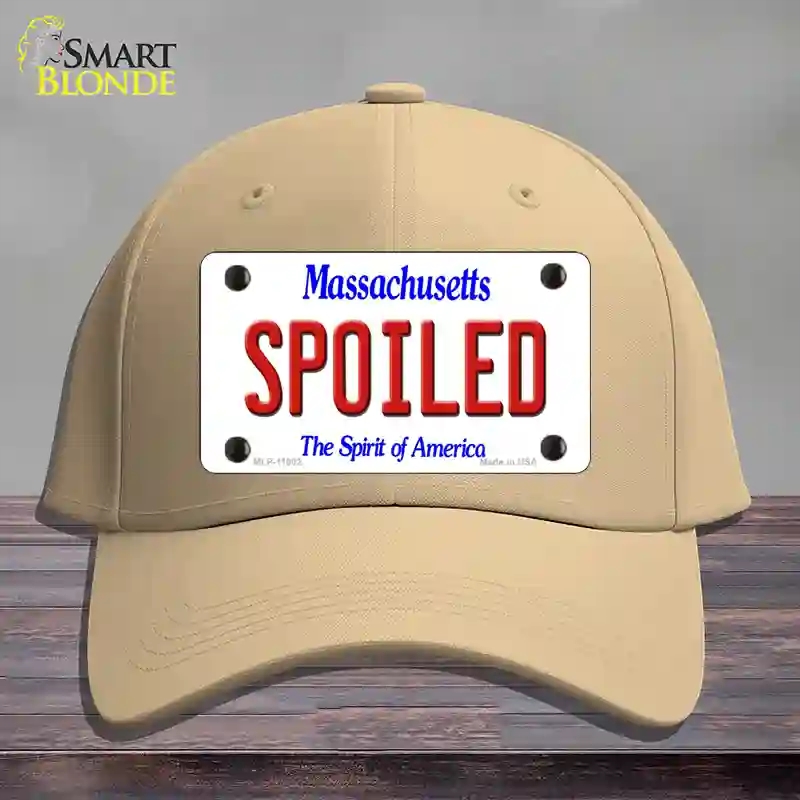 HAT22-MLP-11002 4 x 2.2 in. Spoiled Massachusetts Novelty License Plate Hat, Khaki - Cotton