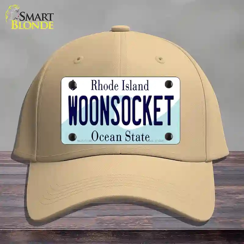 HAT22-MLP-11186 4 x 2.2 in. Woonsocket Rhode Island State Novelty License Plate Hat, Khaki - Cotton