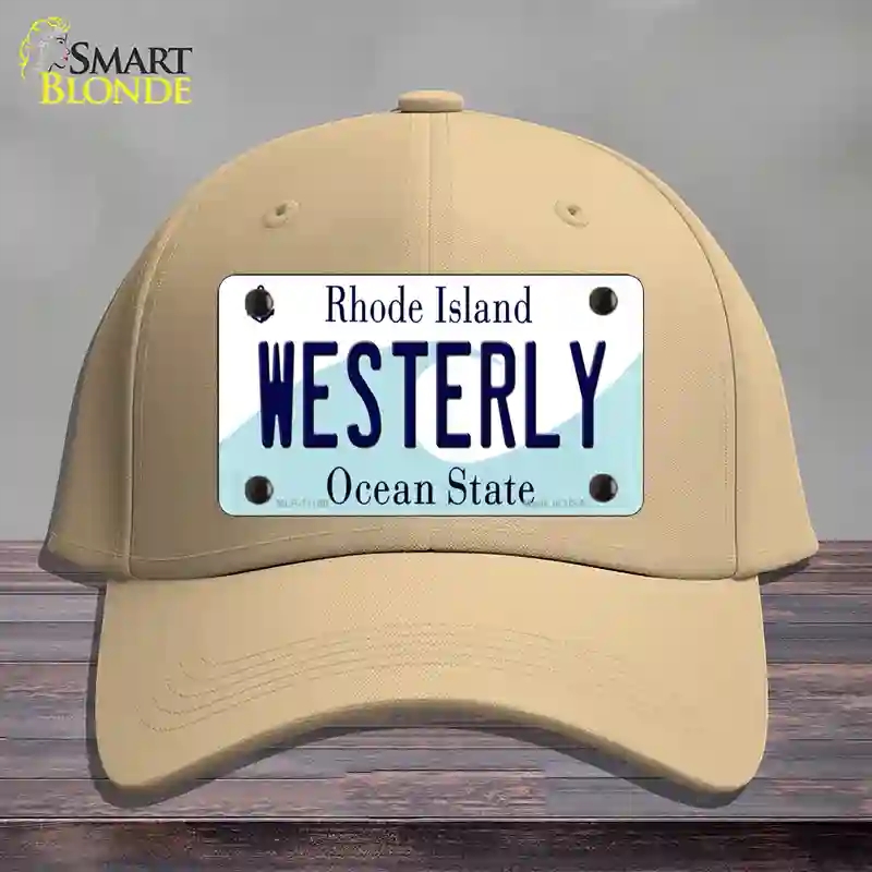 HAT22-MLP-11188 4 x 2.2 in. Westerly Rhode Island State Novelty License Plate Hat, Khaki - Cotton