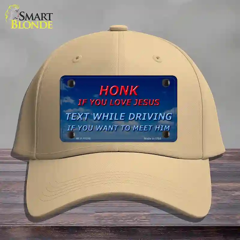 HAT22-MLP-11230 4 x 2.2 in. Honk If You Love Jesus Novelty License Plate Hat, Khaki - Cotton