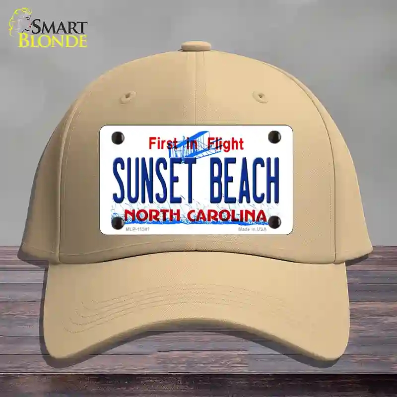 HAT22-MLP-11247 4 x 2.2 in. Sunset Beach North Carolina State Novelty License Plate Hat, Khaki - Cotton