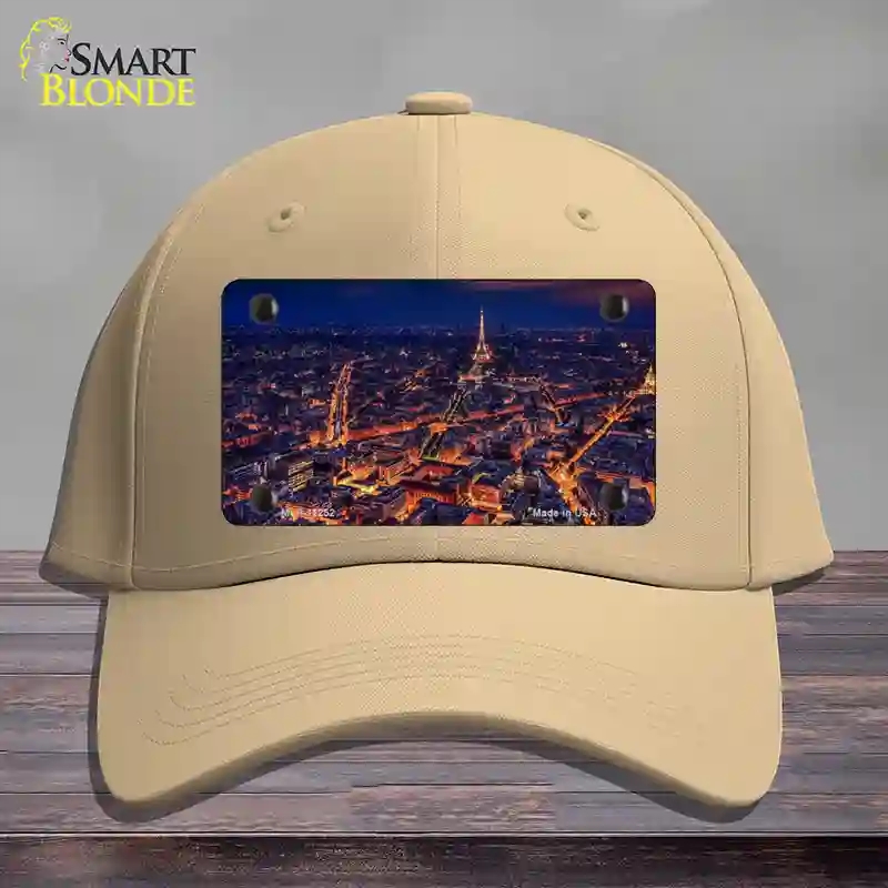 HAT22-MLP-11252 4 x 2.2 in. Paris At Night Eiffel Tower in Center Novelty License Plate Hat, Khaki - Cotton