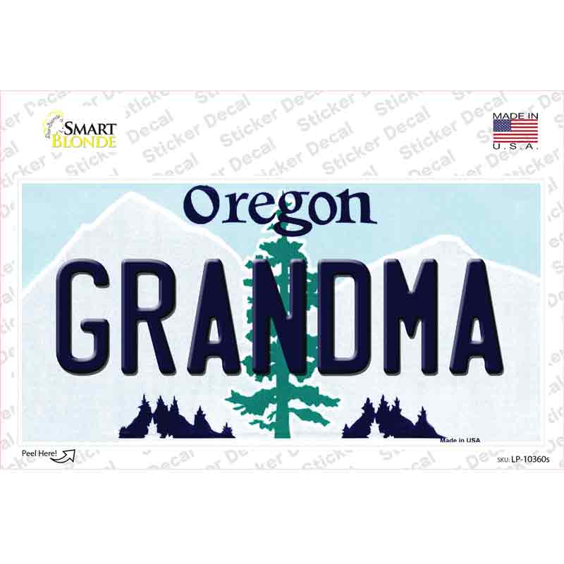 LP-10360s-M 6 x 3 in. Grandma Oregon Novelty Sticker Decal - Medium