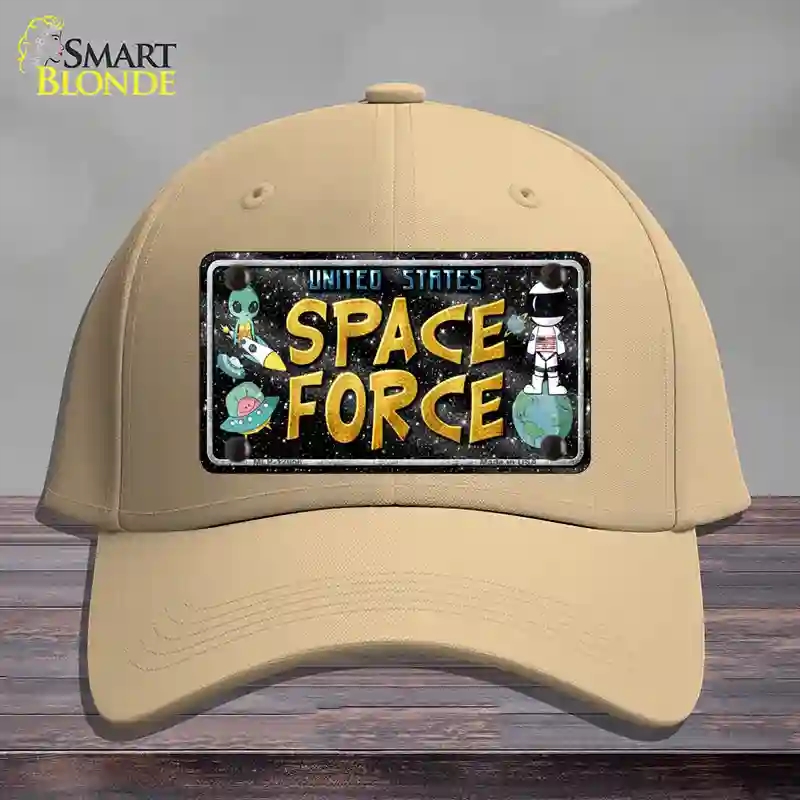 HAT22-MLP-12056 4 x 2.2 in. Space Force Novelty License Plate Hat, Khaki - Cotton