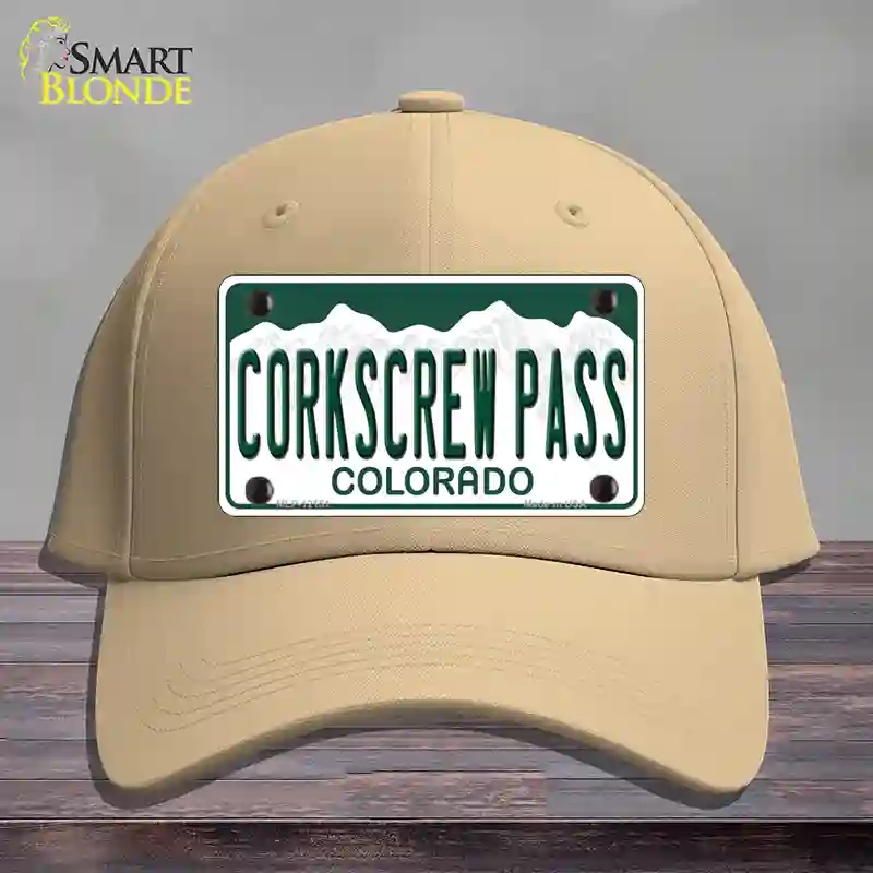 HAT22-MLP-12151 4 x 2.2 in. Corkscrew Pass Colorado Novelty License Plate Hat, Khaki - Cotton