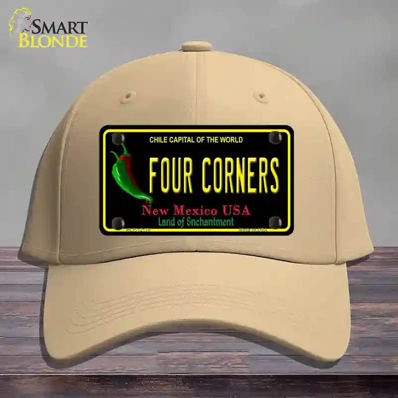 HAT22-MLP-12178 4 x 2.2 in. Four Corners Mexico Black Novelty License Plate Hat, Khaki - Cotton