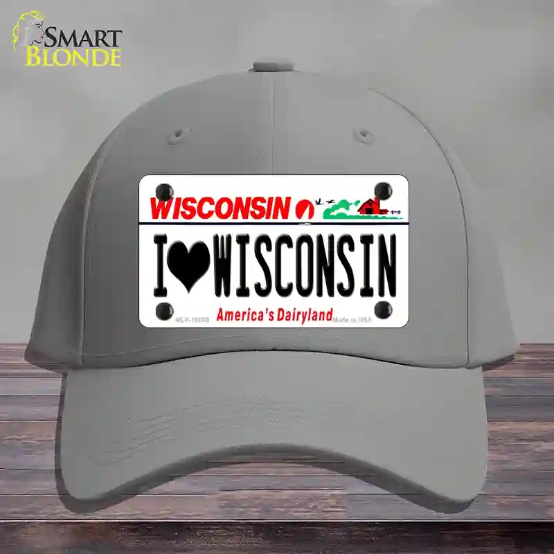 HAT23-MLP-10609 4 x 2.2 in. I Love Wisconsin Novelty License Plate Hat, Gray - Cotton