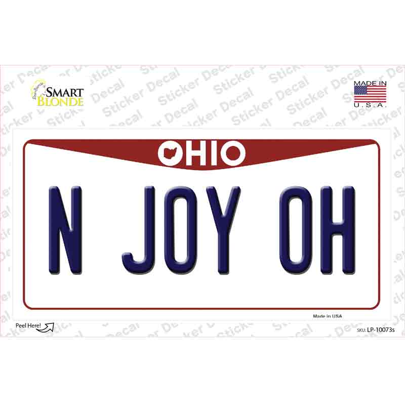 LP-10073s-M 6 x 3 in. N Joy OH Ohio Novelty Sticker Decal - Medium