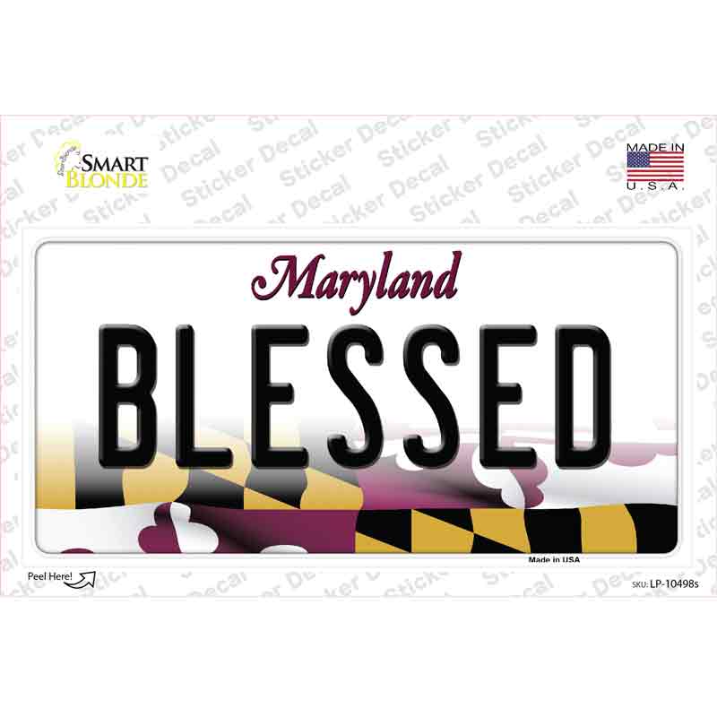 LP-10498s-M 6 x 3 in. Blessed Maryland Novelty Sticker Decal - Medium