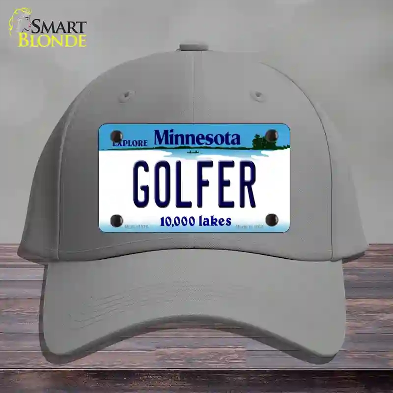 HAT23-MLP-11075 4 x 2.2 in. Golfer Minnesota State Novelty License Plate Hat, Gray - Cotton