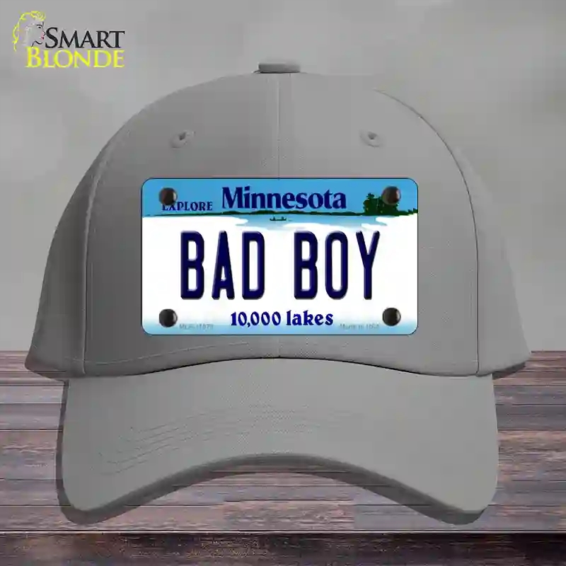 HAT23-MLP-11078 4 x 2.2 in. Bad Boy Minnesota State Novelty License Plate Hat, Gray - Cotton