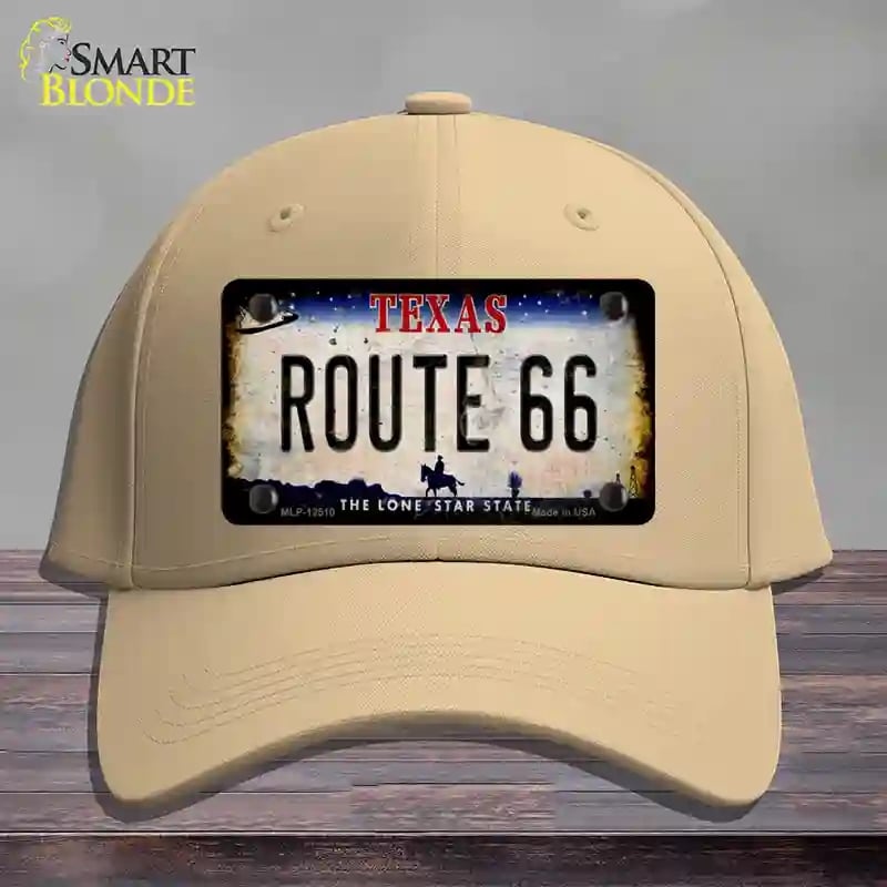 HAT22-MLP-12510 4 x 2.2 in. Route 66 Texas Rusty Novelty License Plate Hat, Khaki - Cotton