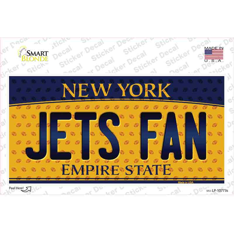 LP-10773s-M 6 x 3 in. Jets Fan York Novelty Sticker Decal - Medium