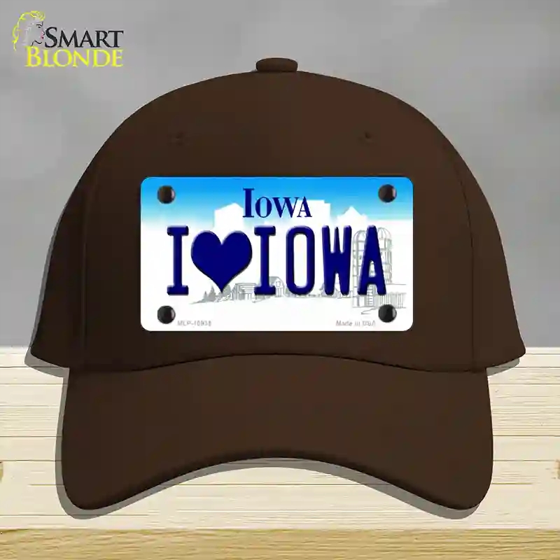 HAT24-MLP-10935 4 x 2.2 in. I Love Iowa Novelty License Plate Hat, Dark Brown - Cotton
