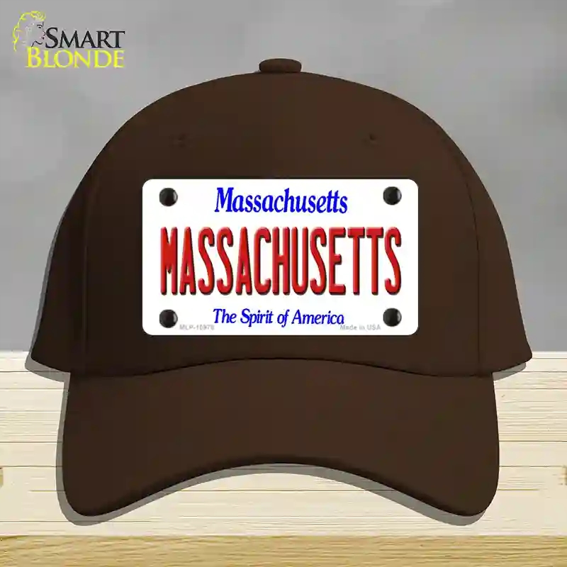 HAT24-MLP-10978 4 x 2.2 in. Massachusetts State Novelty License Plate Hat, Dark Brown - Cotton
