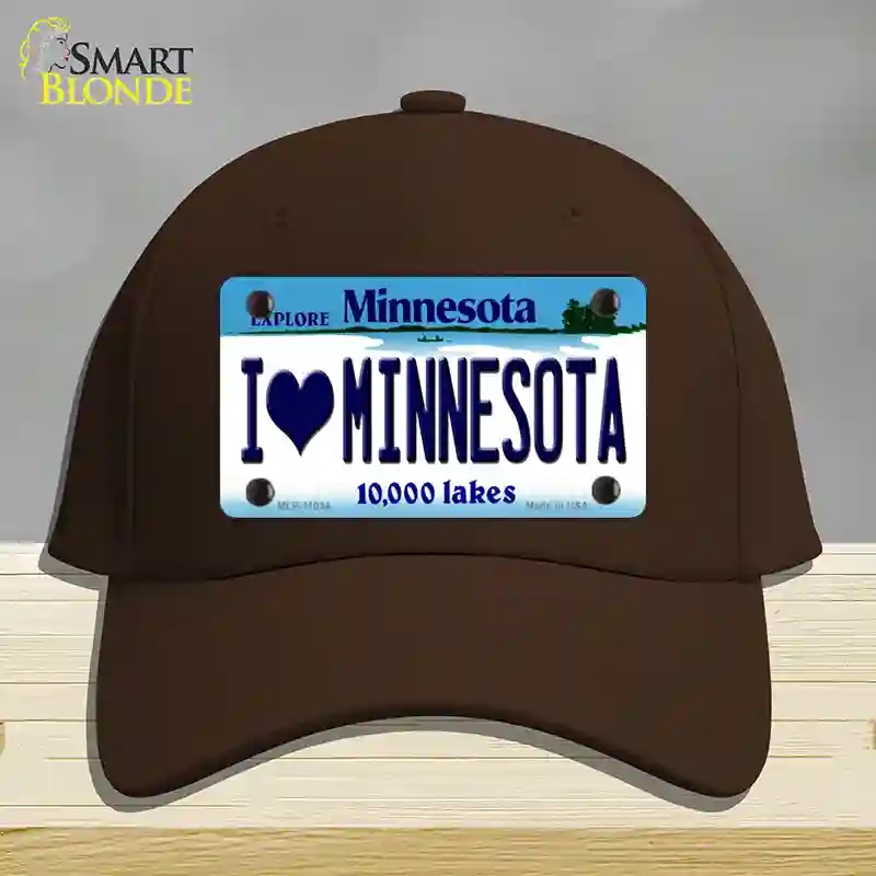 HAT24-MLP-11034 4 x 2.2 in. I Love Minnesota Novelty License Plate Hat, Dark Brown - Cotton
