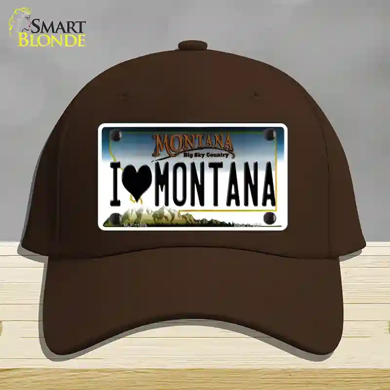 HAT24-MLP-11086 4 x 2.2 in. I Love Montana State Novelty License Plate Hat, Dark Brown - Cotton