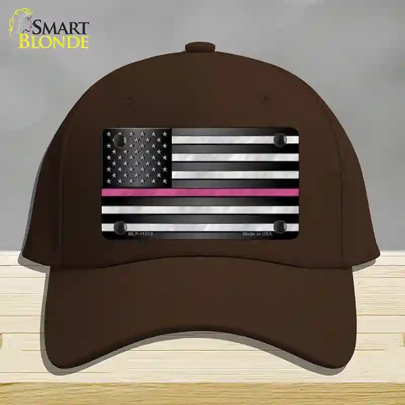 HAT24-MLP-11312 4 x 2.2 in. Thin Pink Line Novelty License Plate Hat, Dark Brown - Cotton