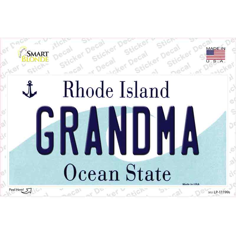 LP-11199s-M 6 x 3 in. Grandma Rhode Island State Novelty Sticker Decal - Medium