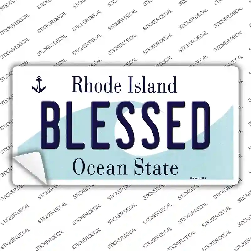 LP-11215s-S 3 x 1.5 in. Blessed Rhode Island State Novelty Sticker Decal - Small