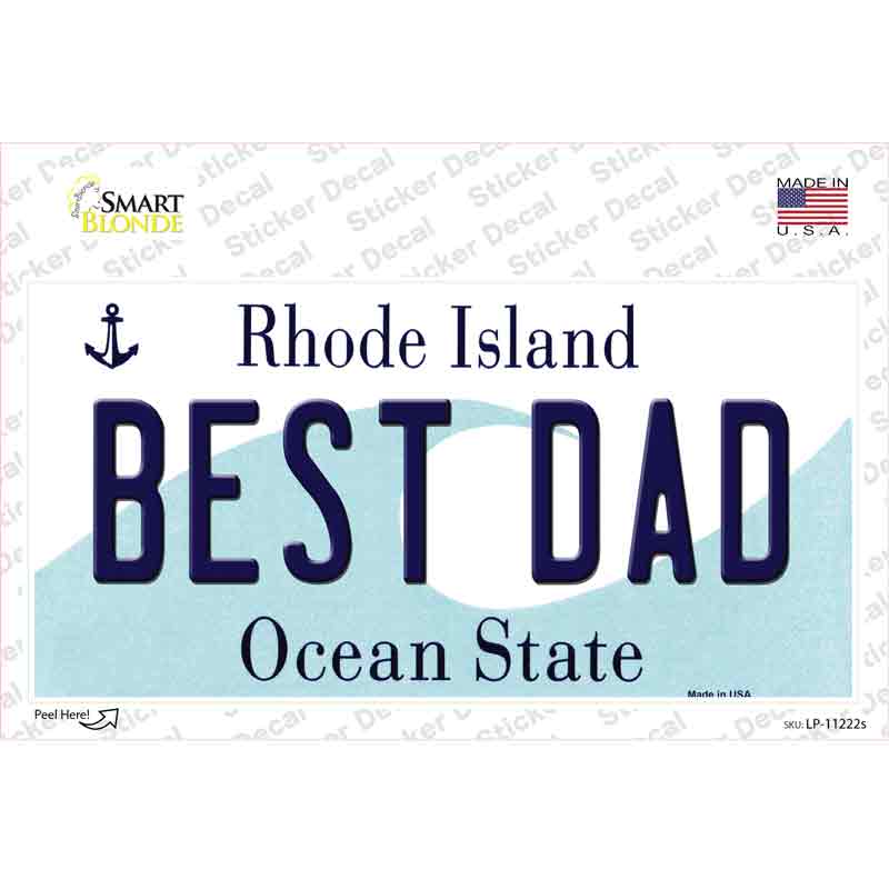 LP-11222s-M 6 x 3 in. Best Dad Rhode Island State Novelty Sticker Decal - Medium