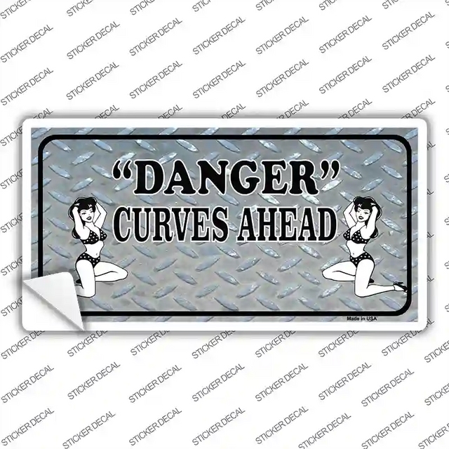 LP-1126s-L 9 x 4.5 in. Danger Curves Ahead Novelty Sticker Decal - Large