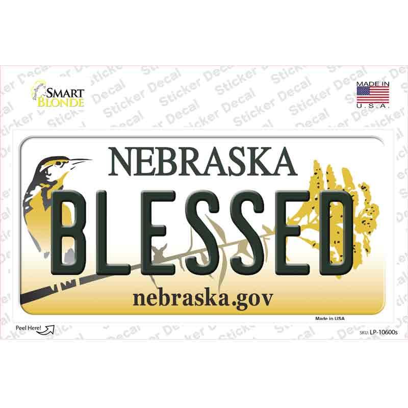 LP-10600s-M 6 x 3 in. Blessed Nebraska Novelty Sticker Decal - Medium