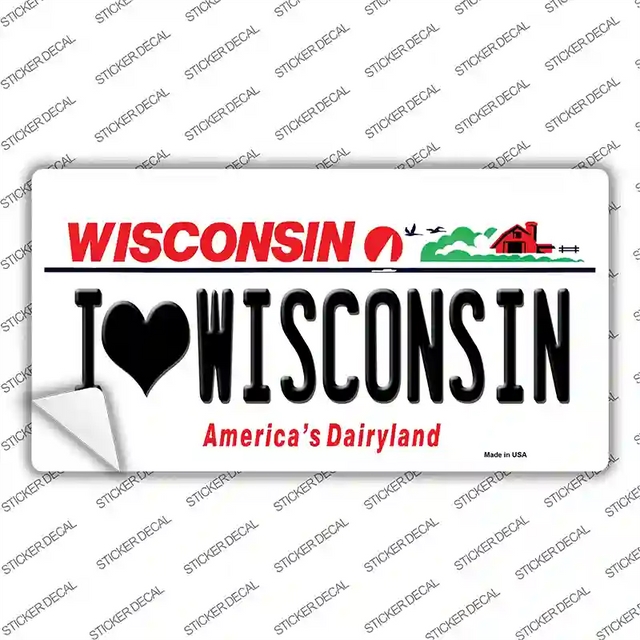 LP-10609s-L 9 x 4.5 in. I Love Wisconsin Novelty Sticker Decal - Large