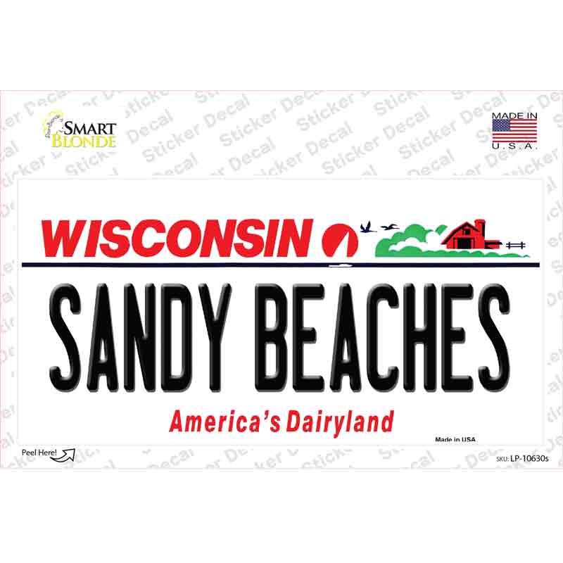 LP-10630s-M 6 x 3 in. Sandy Beaches Wisconsin Novelty Sticker Decal - Medium