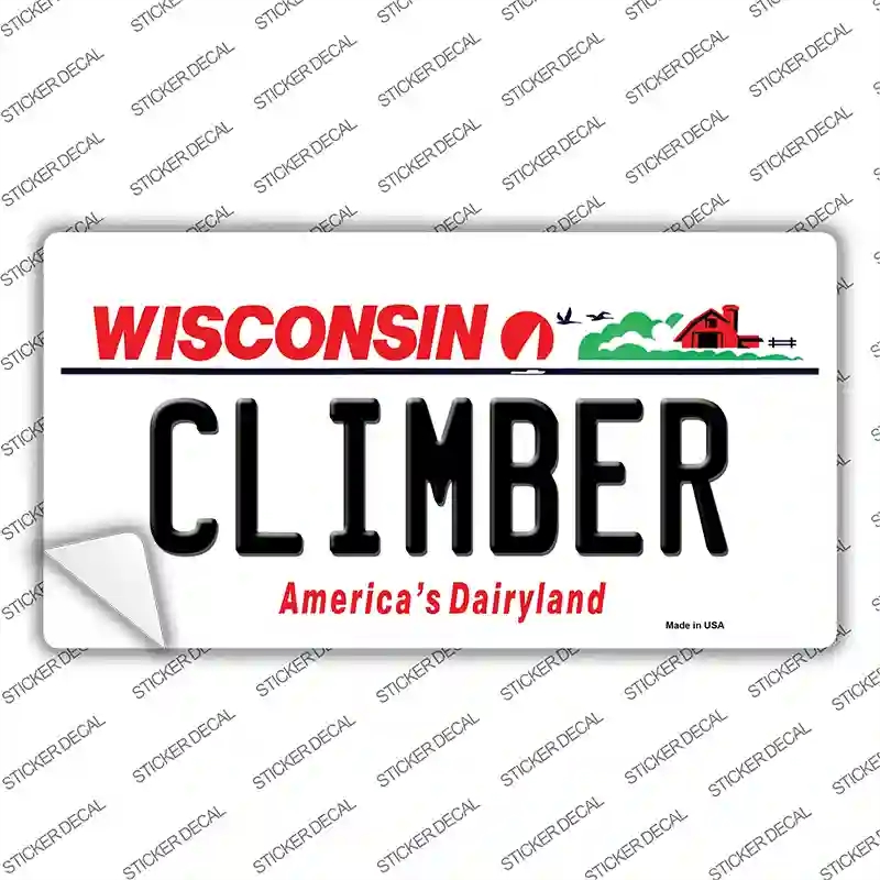 LP-10657s-S 3 x 1.5 in. Climber Wisconsin Novelty Sticker Decal - Small