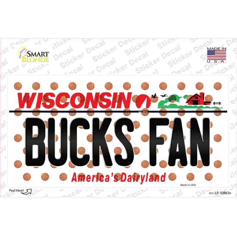 LP-10863s-M 6 x 3 in. Bucks Fan Wisconsin Novelty Sticker Decal - Medium
