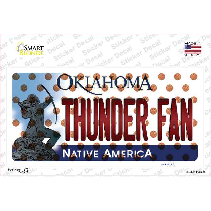 LP-10868s-M 6 x 3 in. Thunder Fan Oklahoma Novelty Sticker Decal - Medium