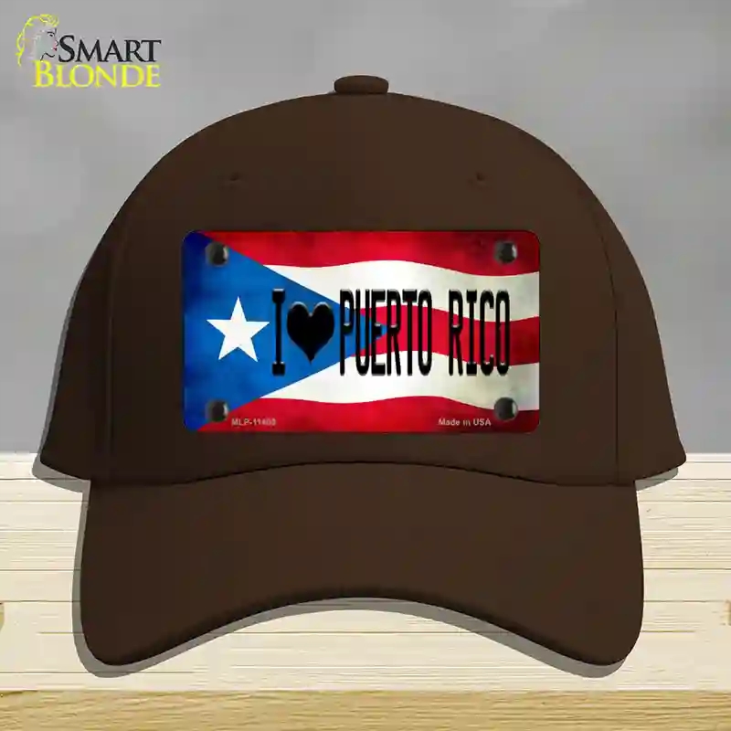 HAT24-MLP-11409 4 x 2.2 in. I Love Puerto Rico Flag Novelty License Plate Hat, Dark Brown - Cotton