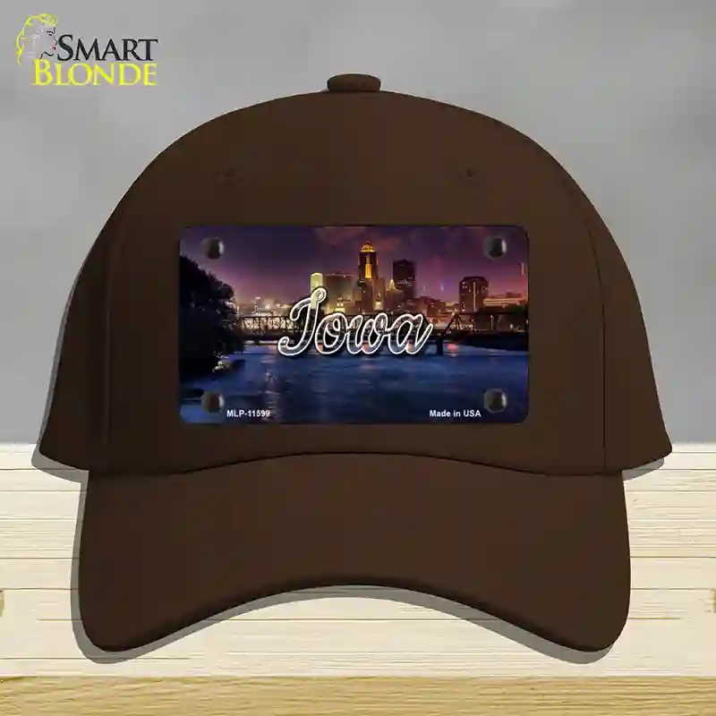 HAT24-MLP-11599 4 x 2.2 in. Iowa Bridge City Lights State Novelty License Plate Hat, Dark Brown - Cotton