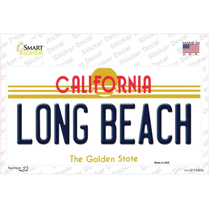 LP-11423s-M 6 x 3 in. Long Beach California Novelty Sticker Decal - Medium