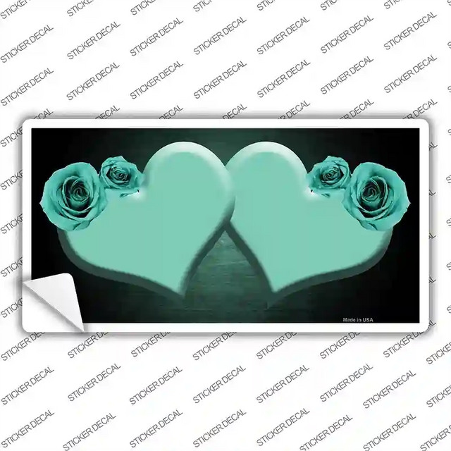 LP-11438s-XL 12 x 6 in. Hearts Over Roses in Mint Novelty Sticker Decal - Extra Large