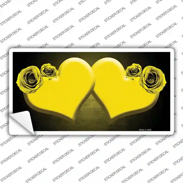 LP-11447s-XL 12 x 6 in. Hearts Over Roses in Yellow Novelty Sticker Decal - Extra Large