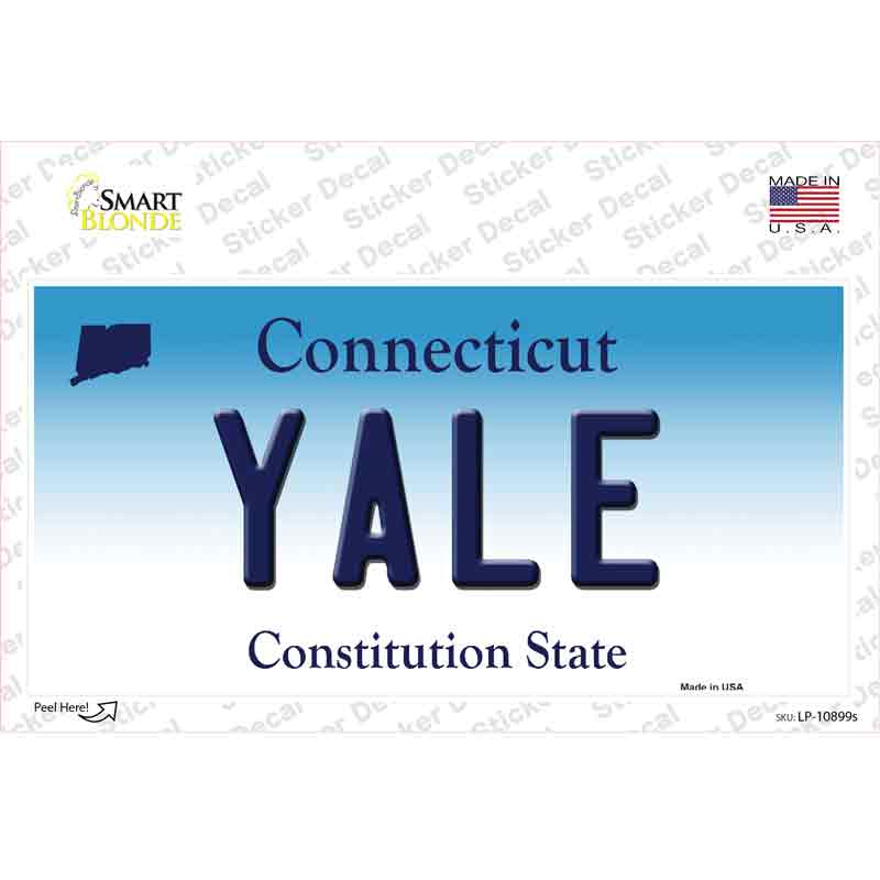 LP-10899s-M 6 x 3 in. Yale Connecticut Novelty Sticker Decal - Medium