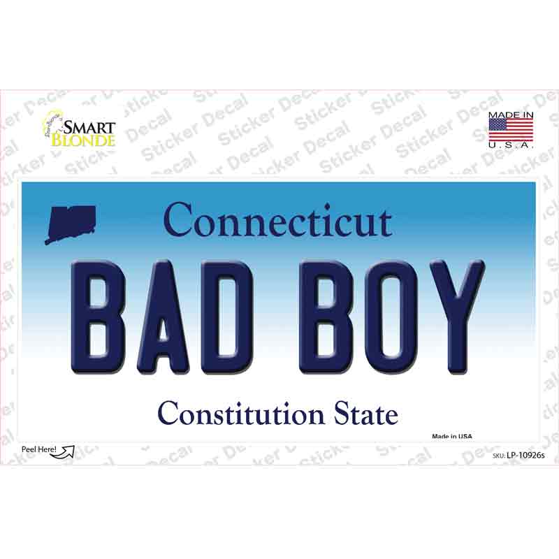 LP-10926s-M 6 x 3 in. Bad Boy Connecticut Novelty Sticker Decal - Medium