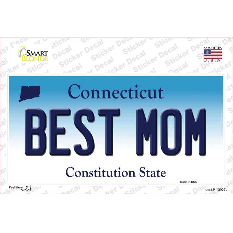 LP-10927s-M 6 x 3 in. Best Mom Connecticut Novelty Sticker Decal - Medium