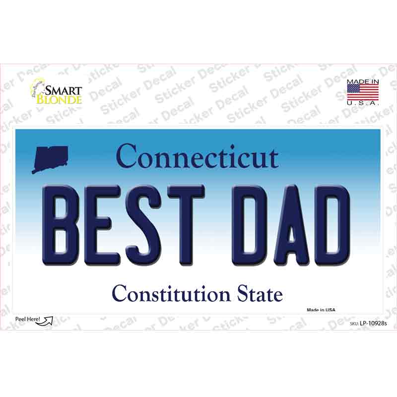 LP-10928s-M 6 x 3 in. Best Dad Connecticut Novelty Sticker Decal - Medium